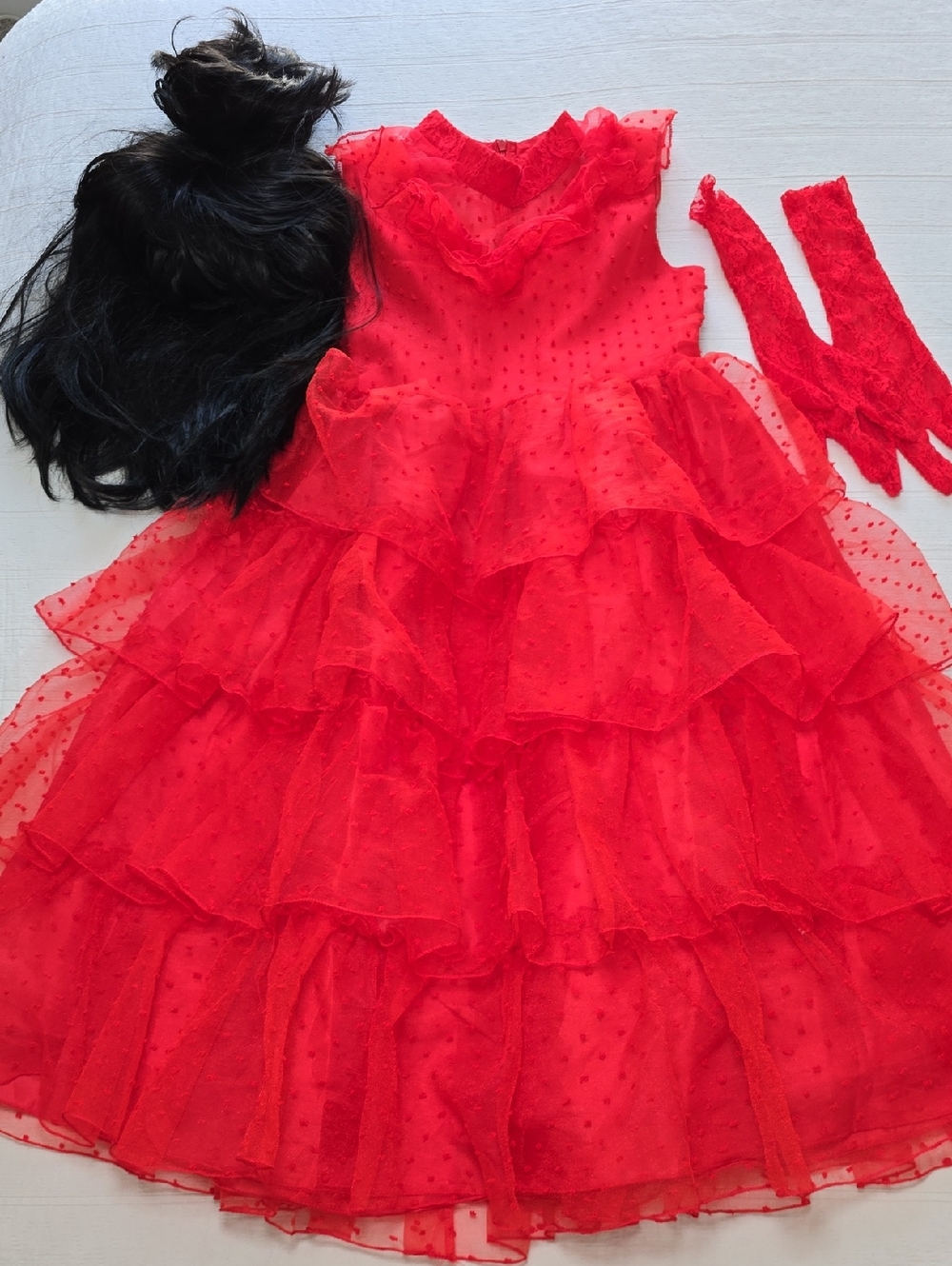 Girls Red Gothic Bride Costume Set Size 150 (Approx 10 -12)